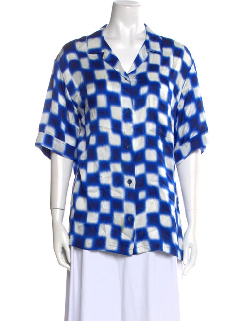 Dries Van Noten Plaid Print V-Neck Button-Up Top