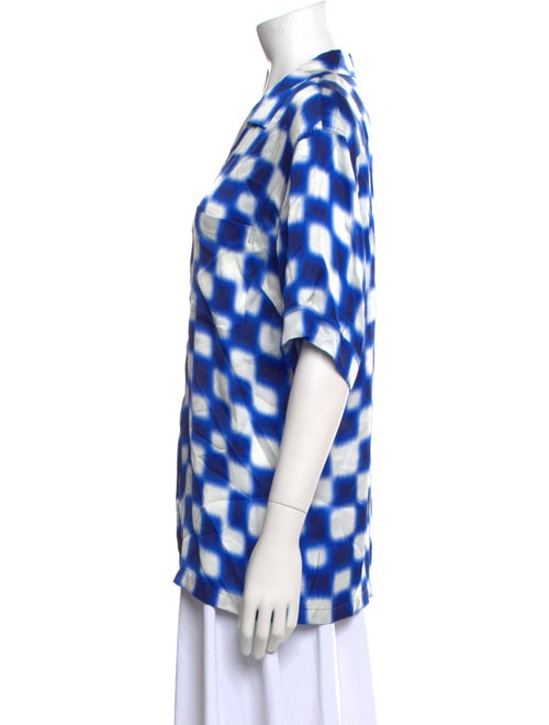 Dries Van Noten Plaid Print V-Neck Button-Up Top