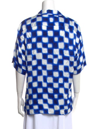 Dries Van Noten Plaid Print V-Neck Button-Up Top