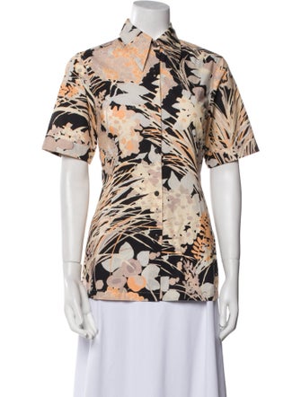 Dries Van Noten Silk Floral Print Button-Up Top