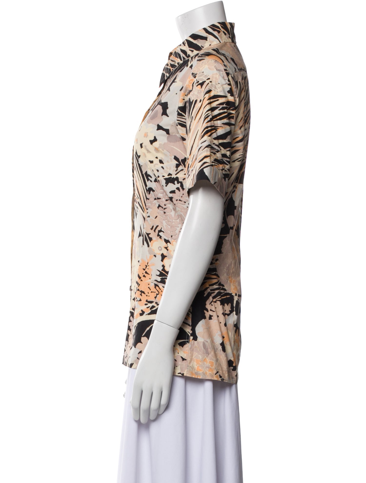 Dries Van Noten Silk Floral Print Button-Up Top