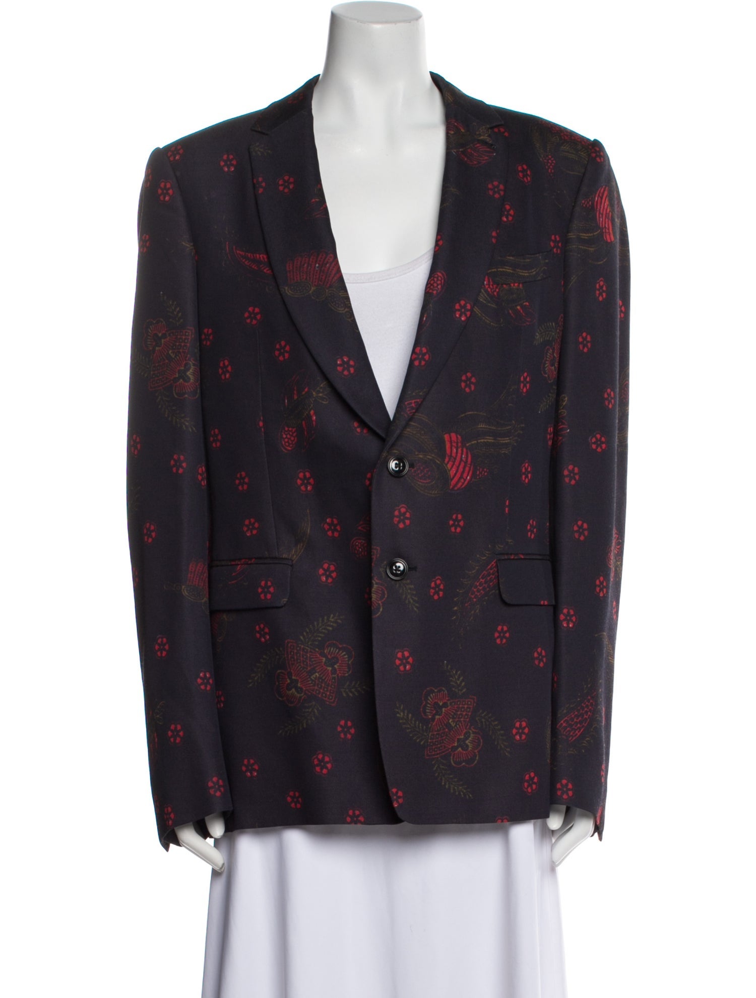 Dries Van Noten Wool Floral Print Blazer