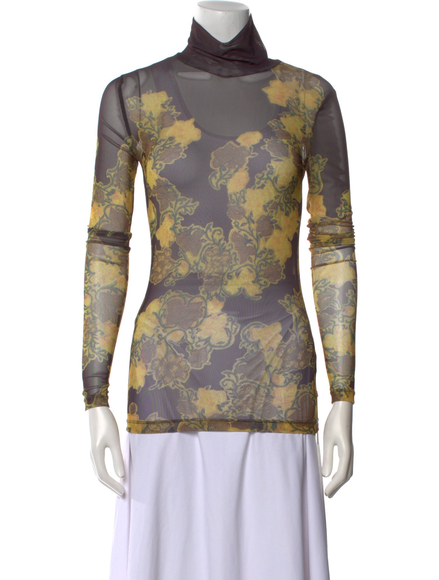 Dries Van Noten Floral Print Turtleneck Top