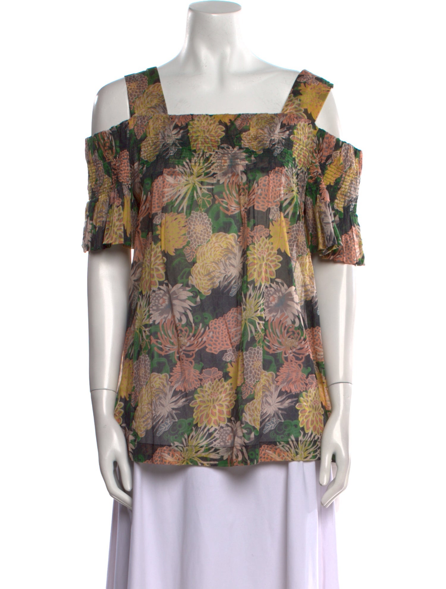 Dries Van Noten Floral Print Square Neckline Blouse