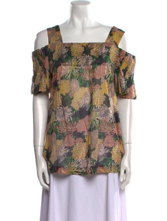 Dries Van Noten Floral Print Square Neckline Blouse