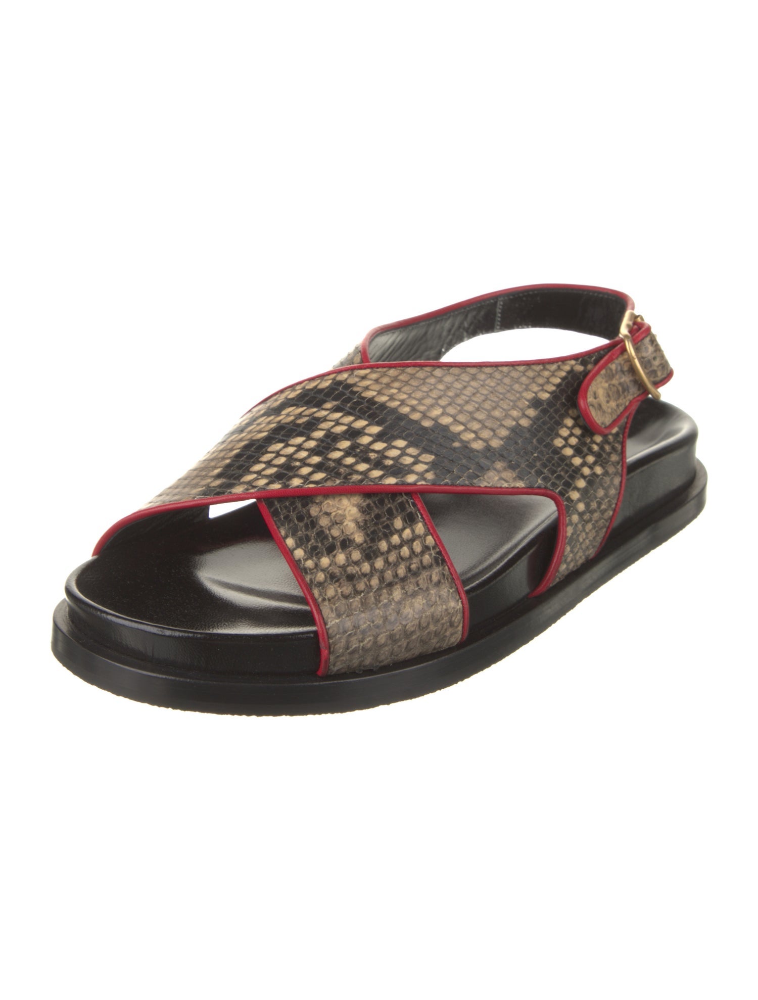 Dries Van Noten Leather Printed Slingback Sandals