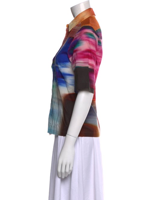 Dries Van Noten Tie-Dye Print Short Sleeve Button-Up Top