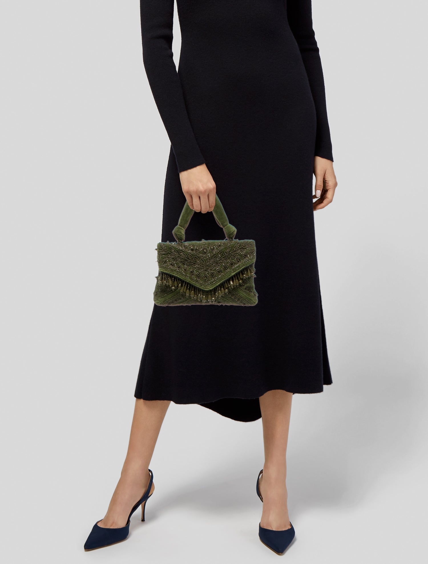 Dries Van Noten Velvet Top Handle Bag