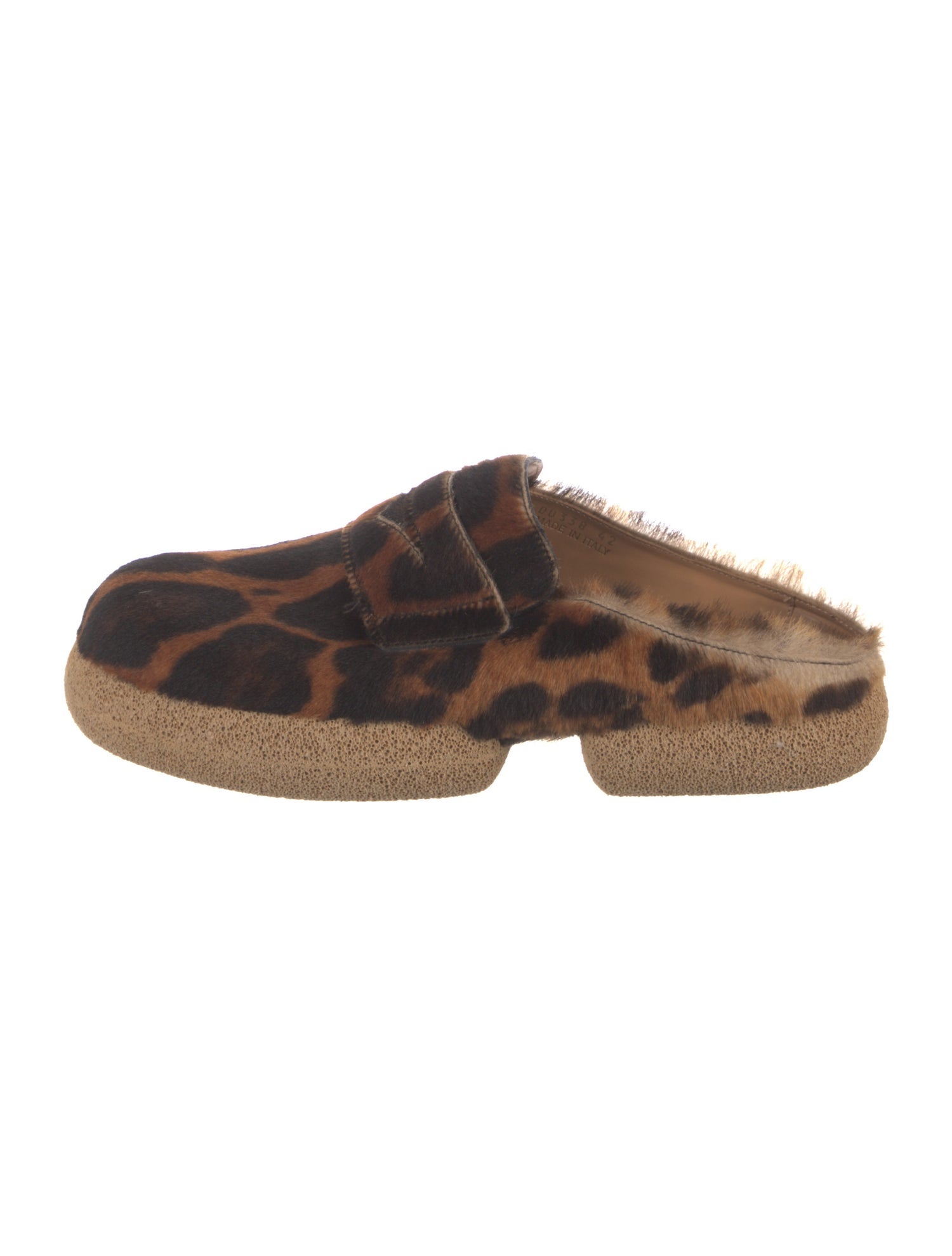 Dries Van Noten Ponyhair Animal Print Slippers