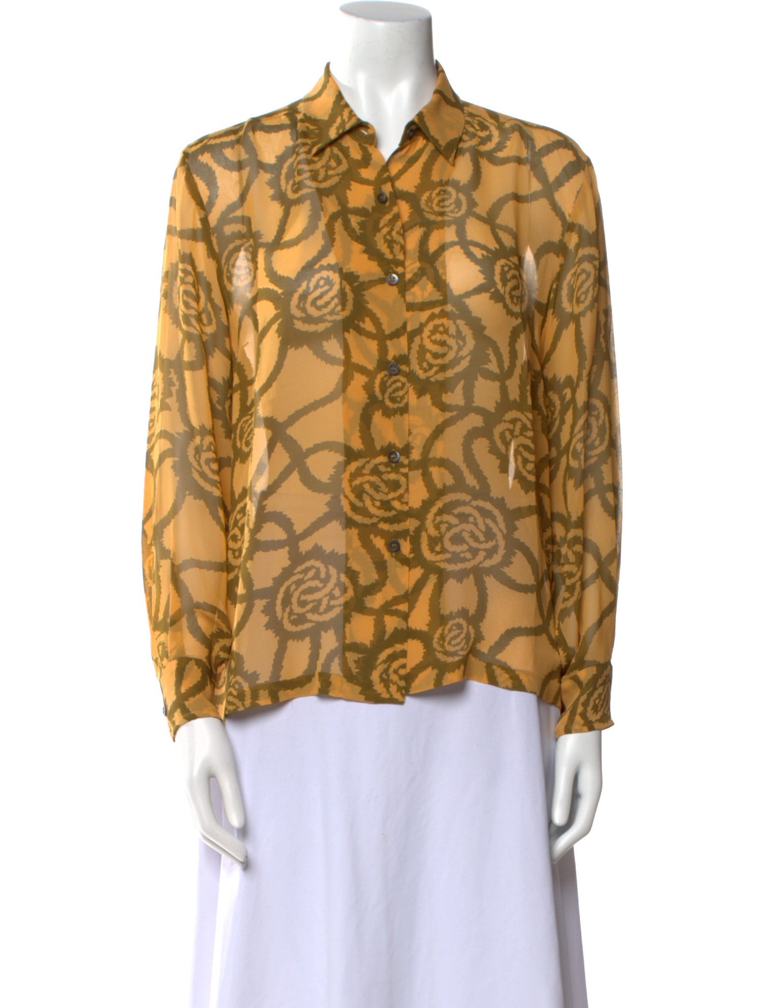 Dries Van Noten Silk Printed Button-Up Top