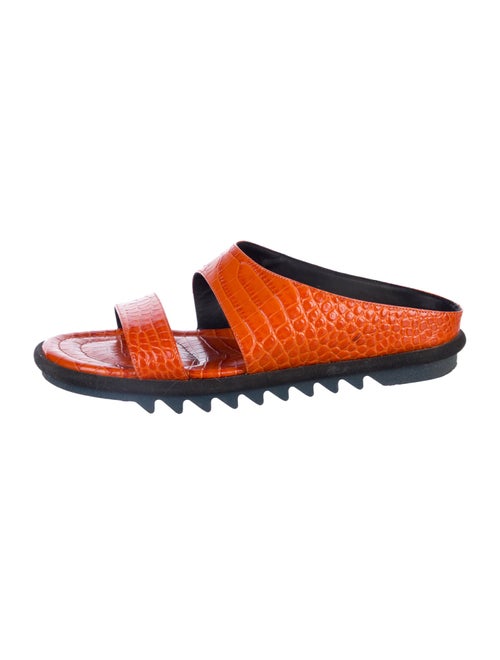 Dries Van Noten Leather Printed Slides