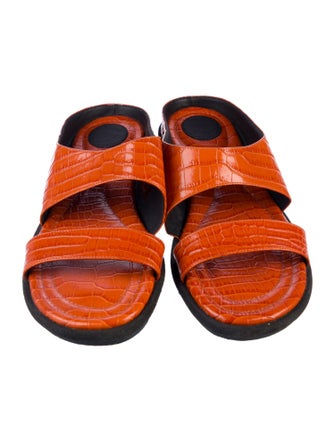 Dries Van Noten Leather Printed Slides