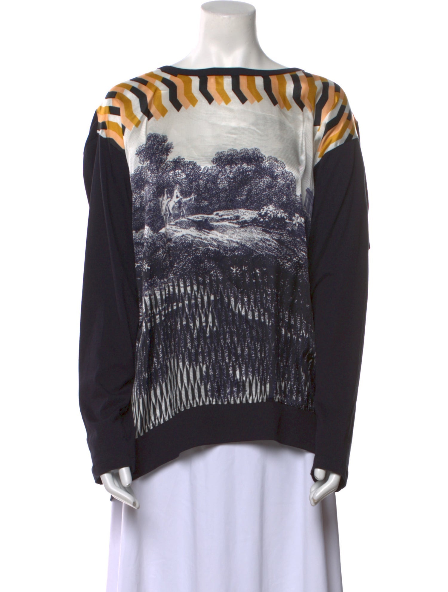 Dries Van Noten Printed Bateau Neckline Sweatshirt