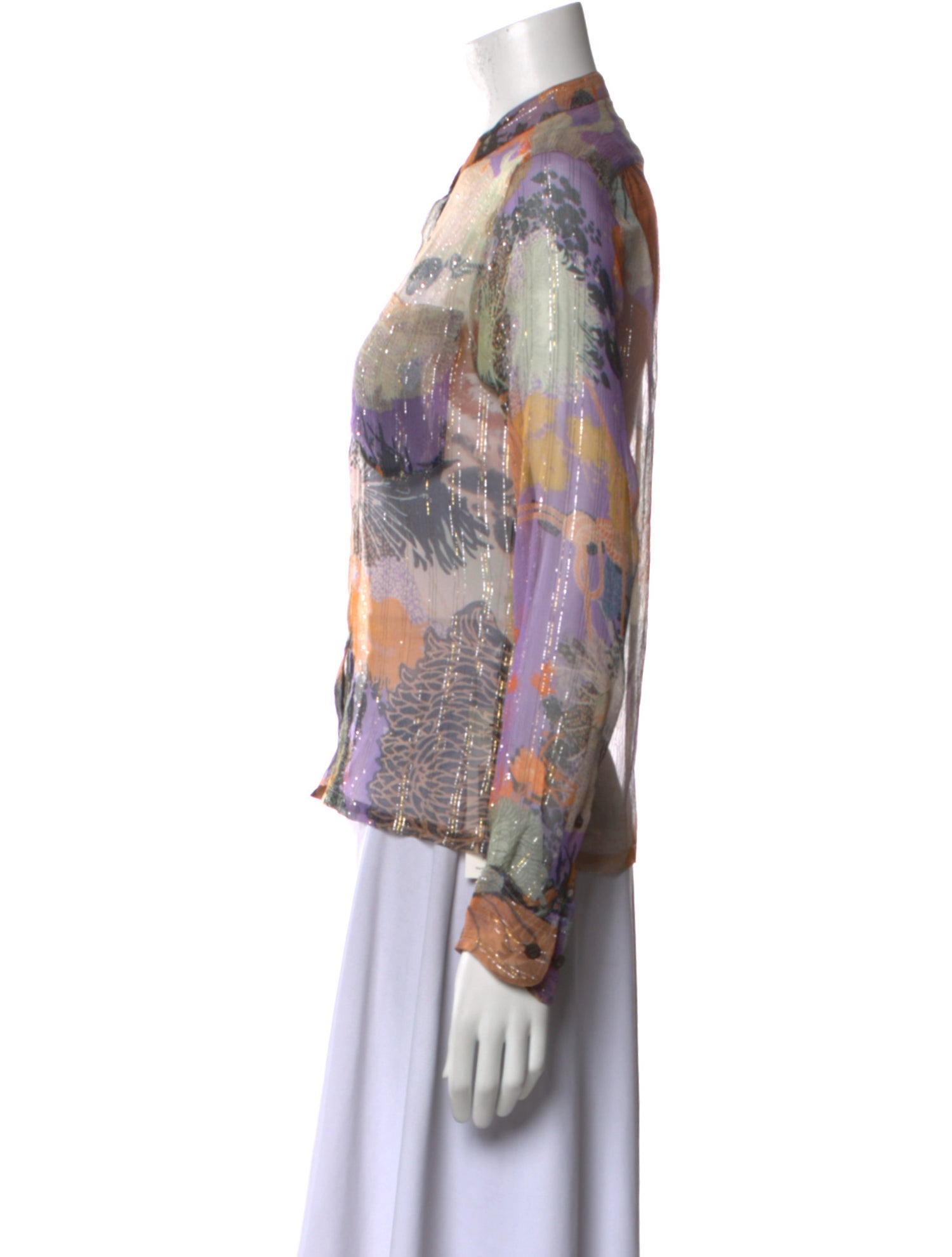 Dries Van Noten Silk Patterned Button-Up Top