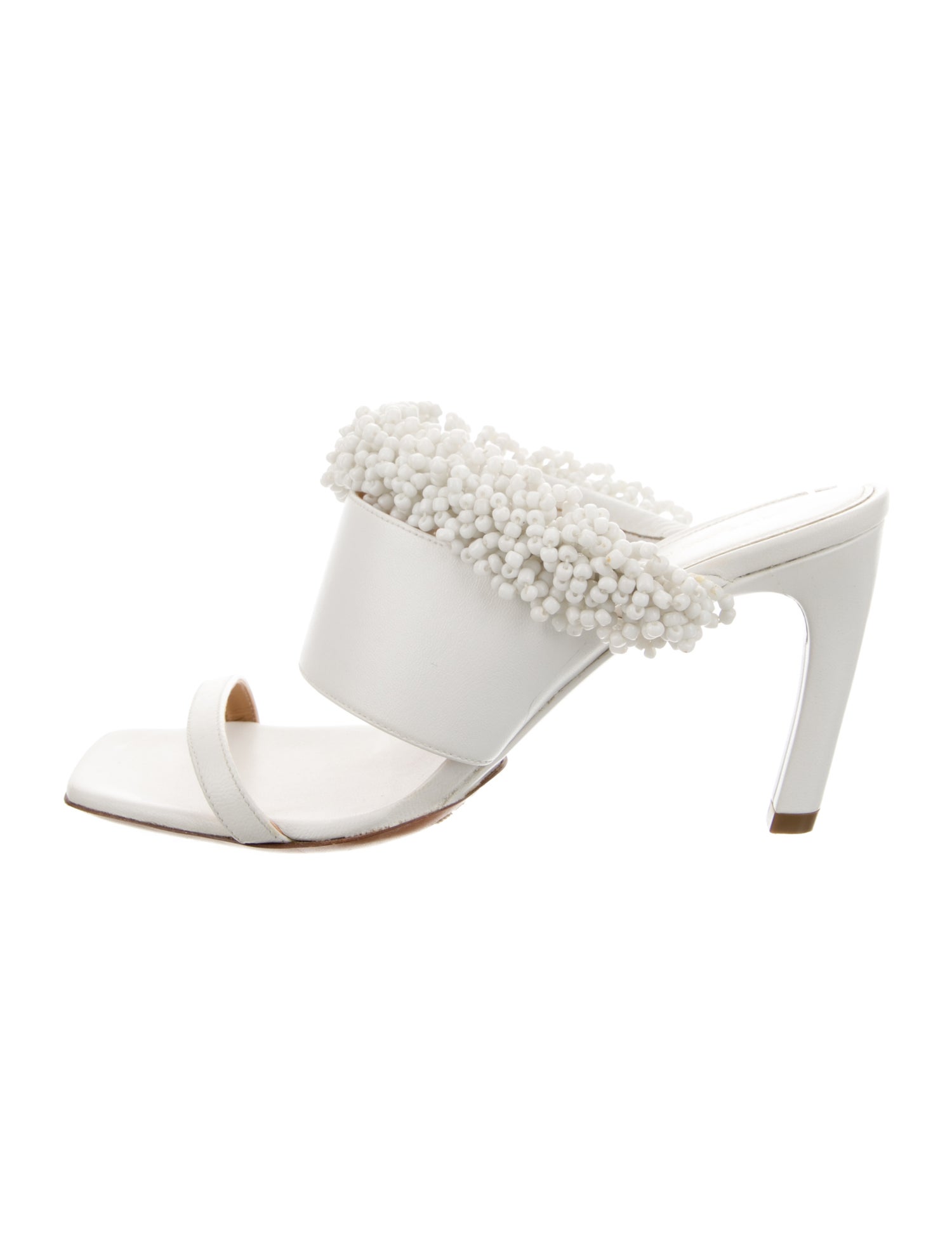 Dries Van Noten Leather Beaded Accents Slides