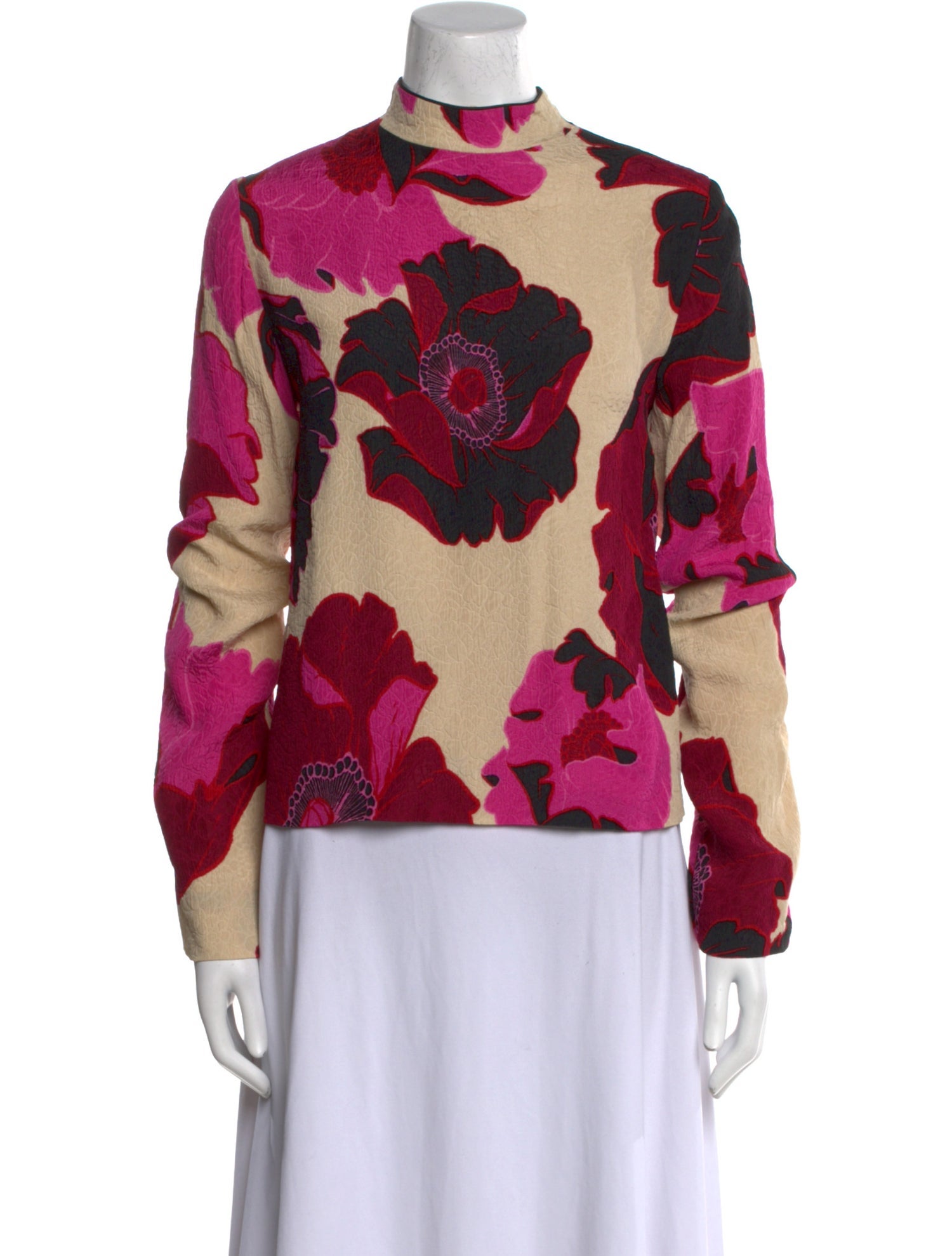 Dries Van Noten Floral Print Mock Neck Sweatshirt