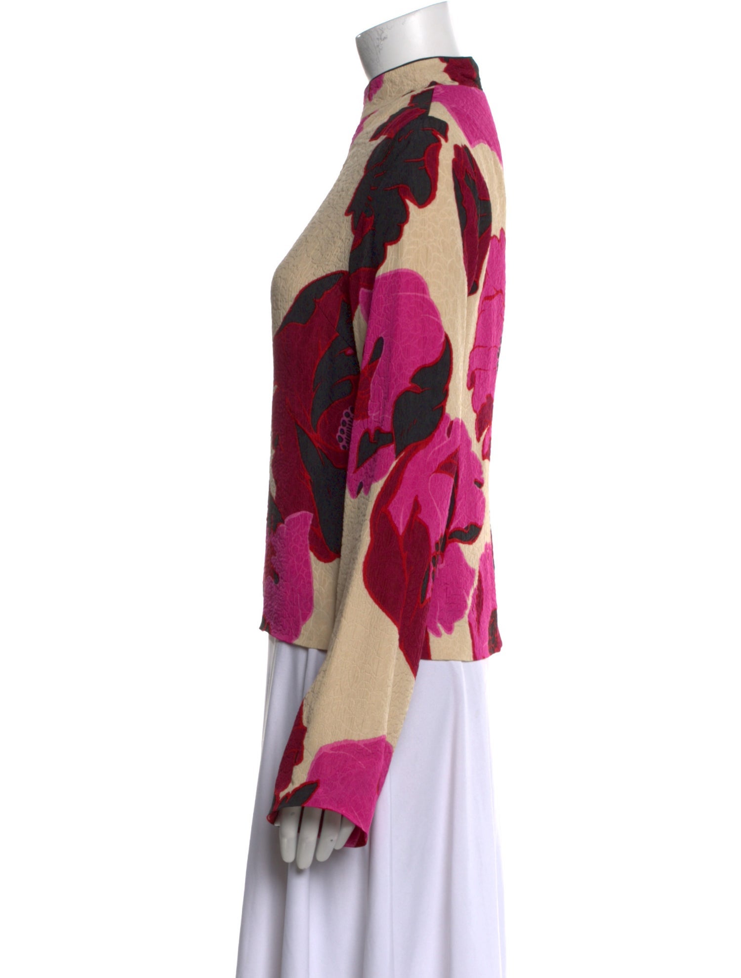 Dries Van Noten Floral Print Mock Neck Sweatshirt