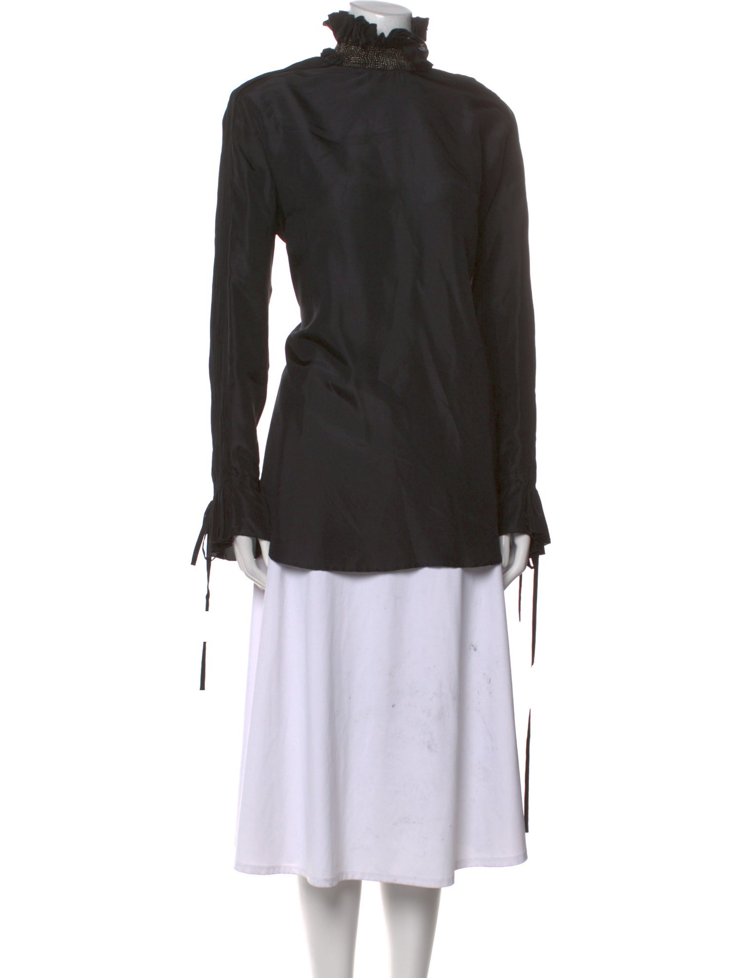 Dries Van Noten Silk Mock Neck Blouse