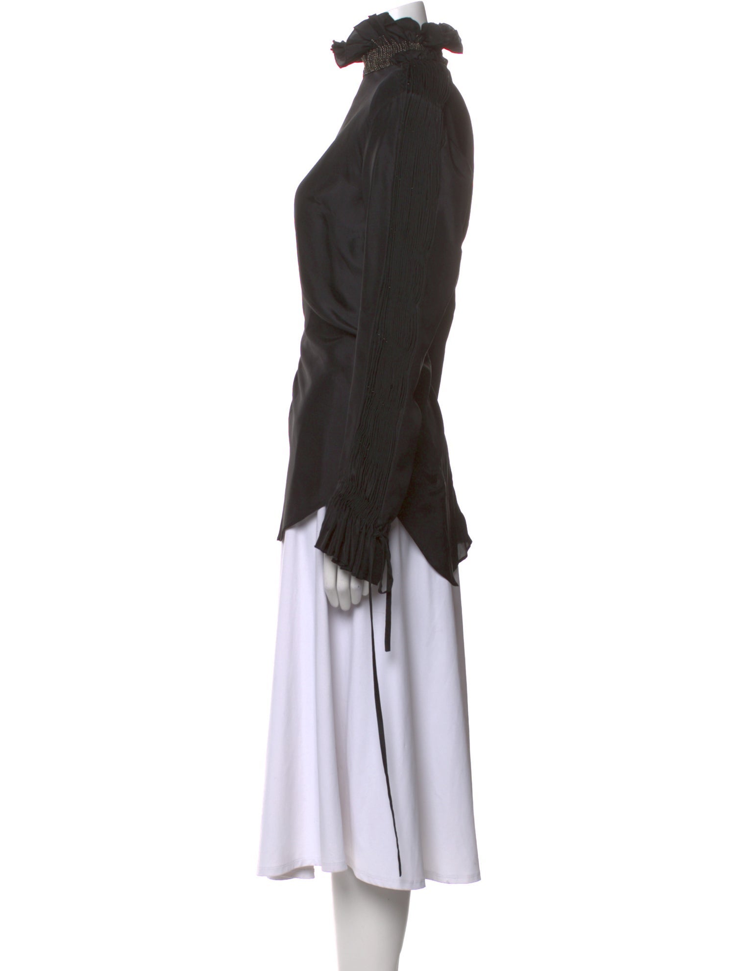 Dries Van Noten Silk Mock Neck Blouse