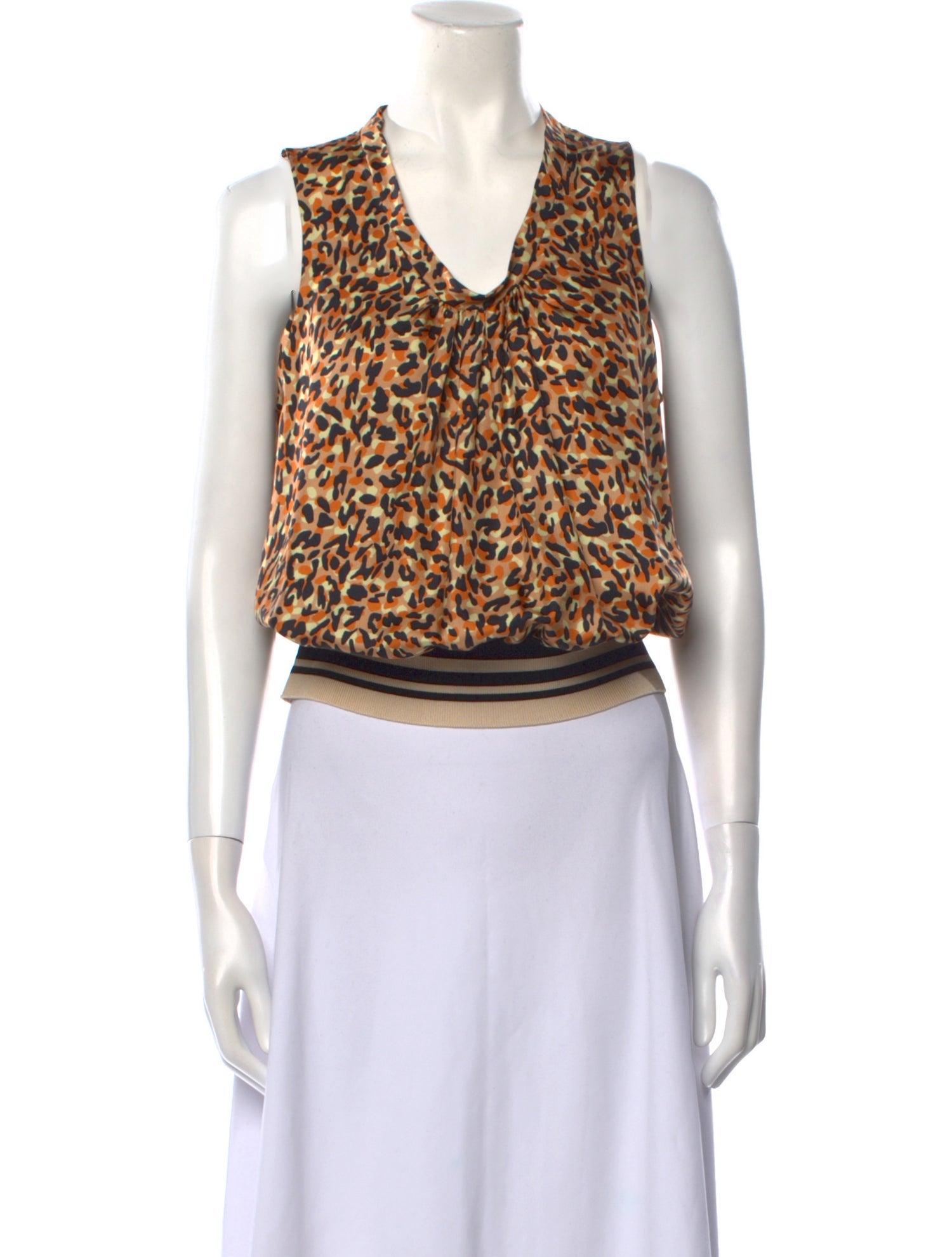 Dries Van Noten Silk Animal Print Crop Top