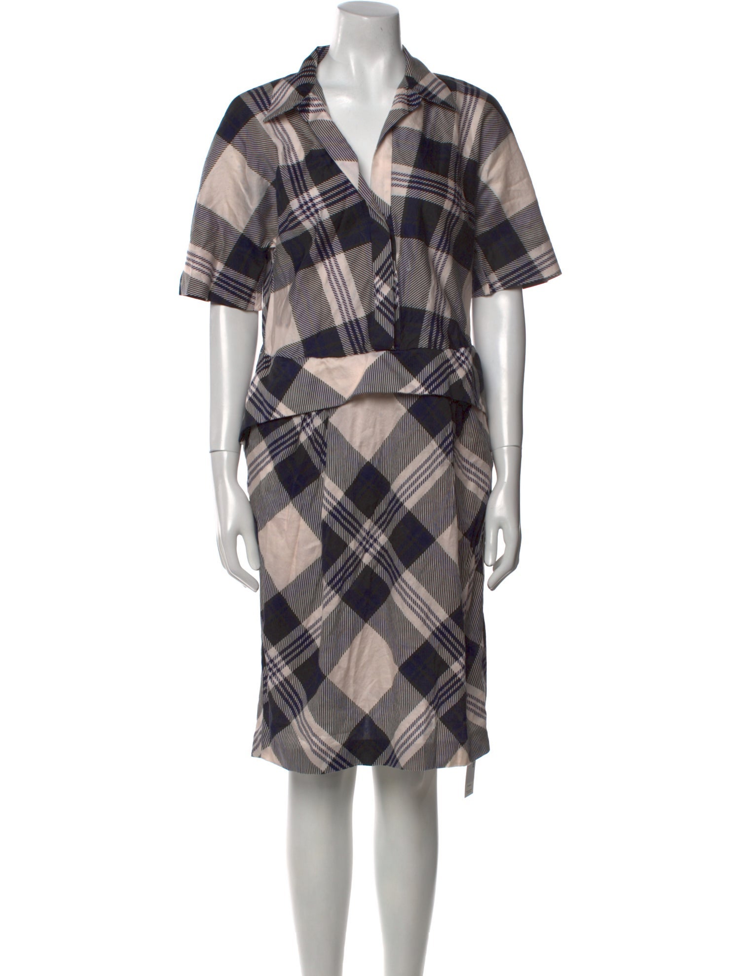 Dries Van Noten Plaid Print Midi Length Dress