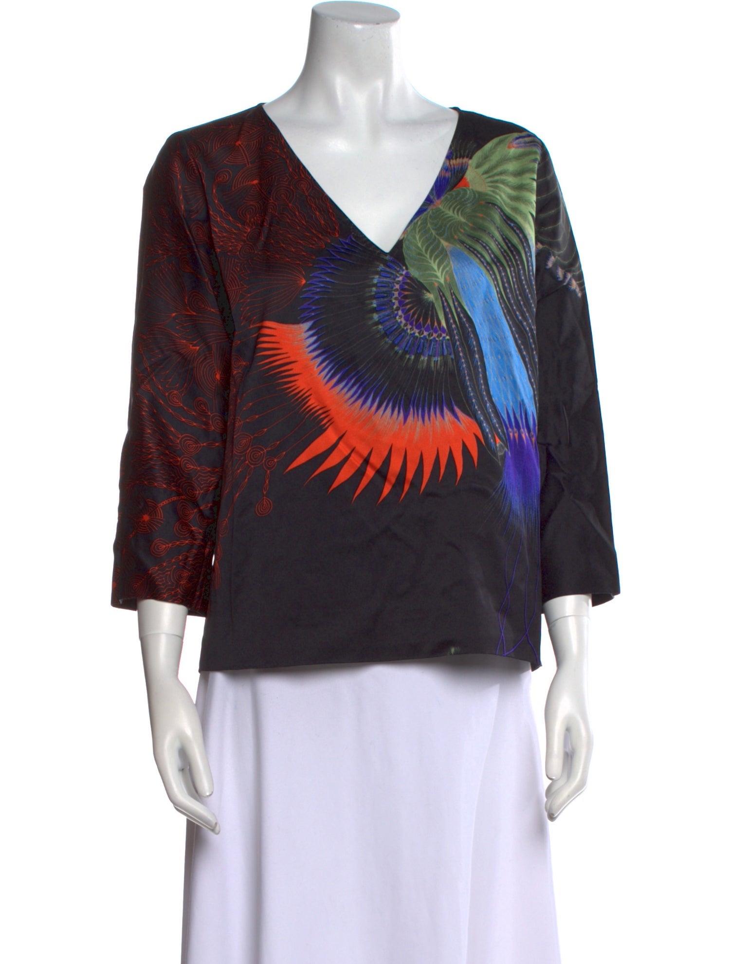 Dries Van Noten Printed V-Neck Blouse
