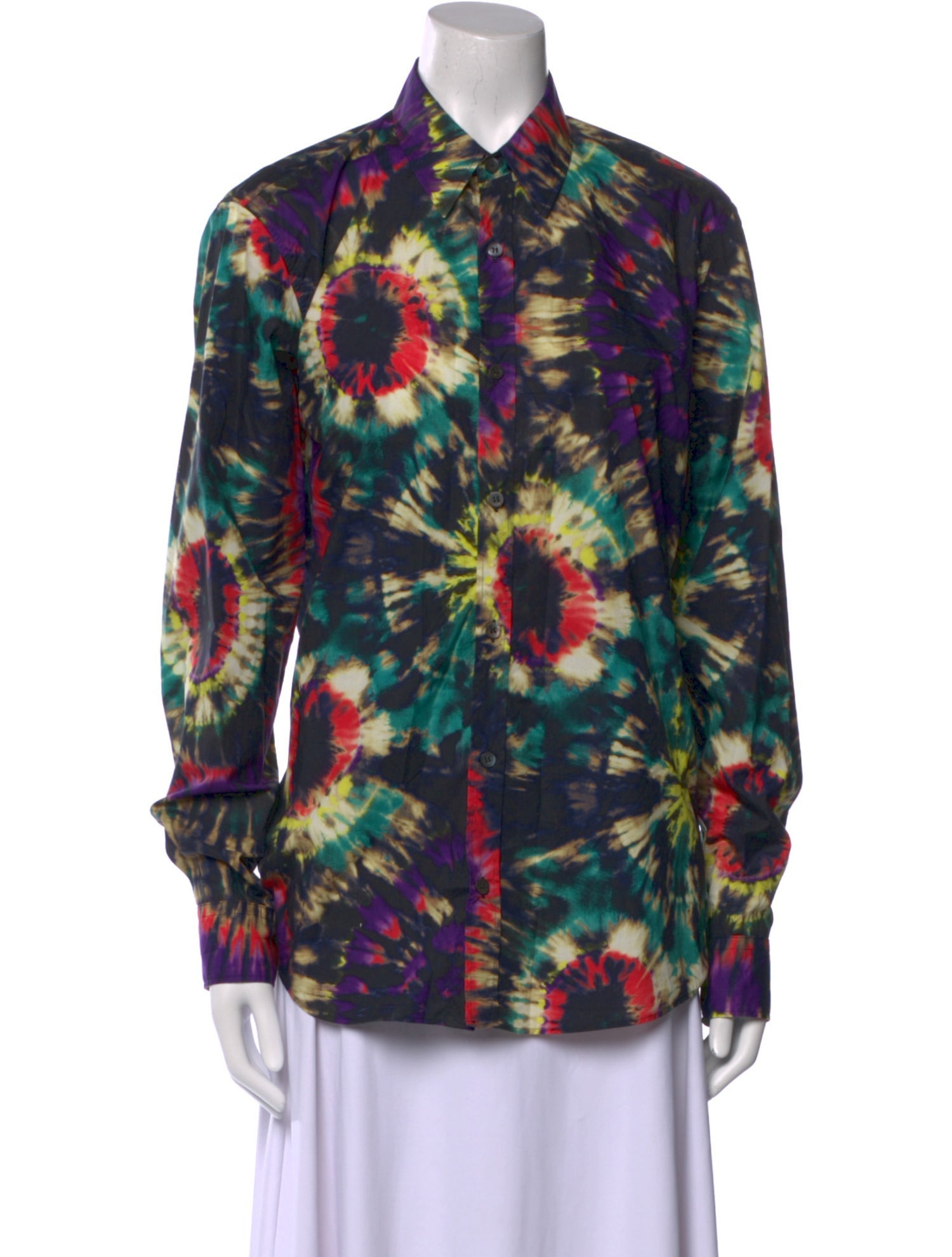 Dries Van Noten Floral Print Long Sleeve Button-Up Top