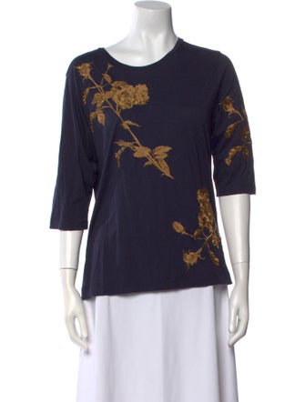 Dries Van Noten Floral Print Scoop Neck T-Shirt