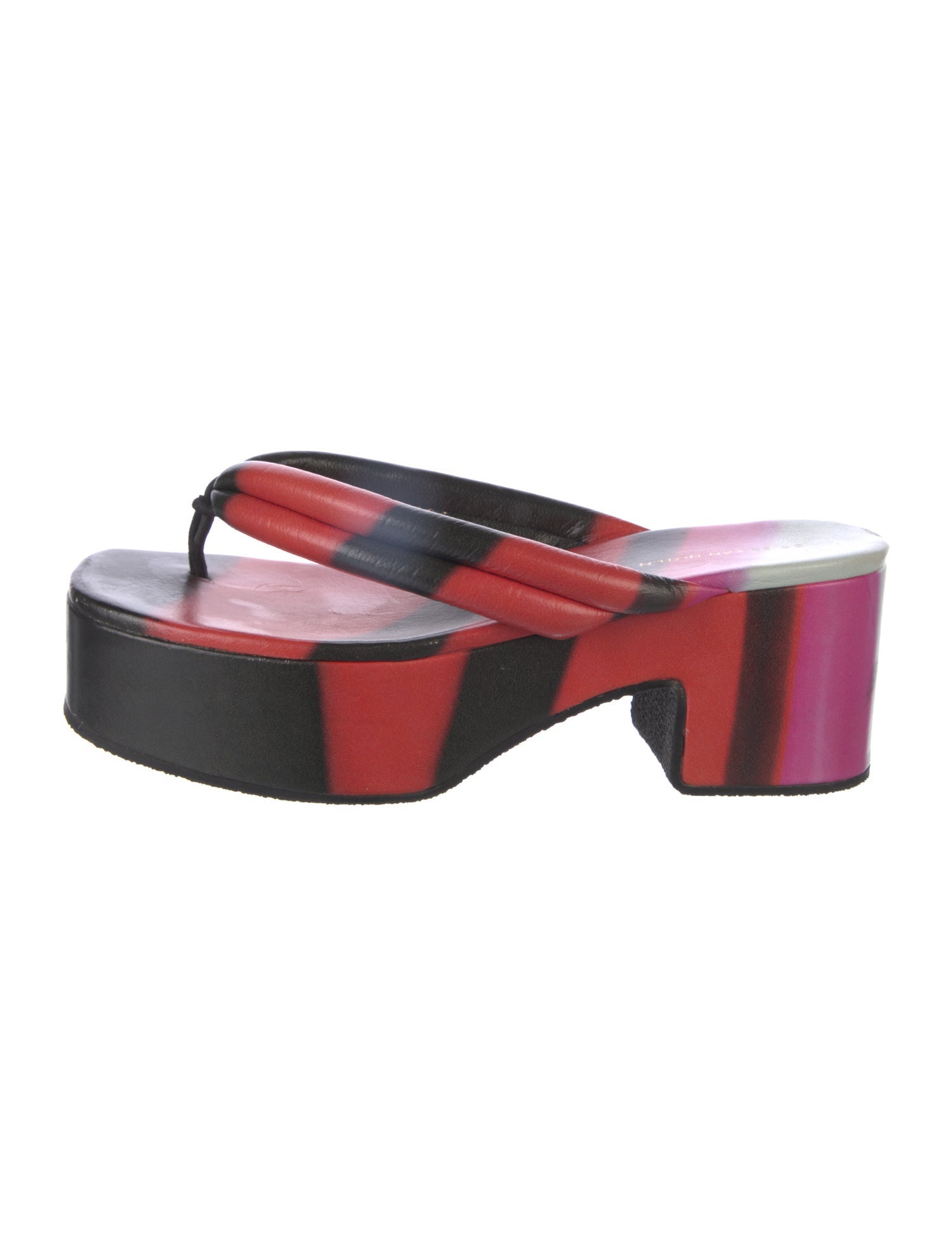 Dries Van Noten Leather Colorblock Pattern Slides