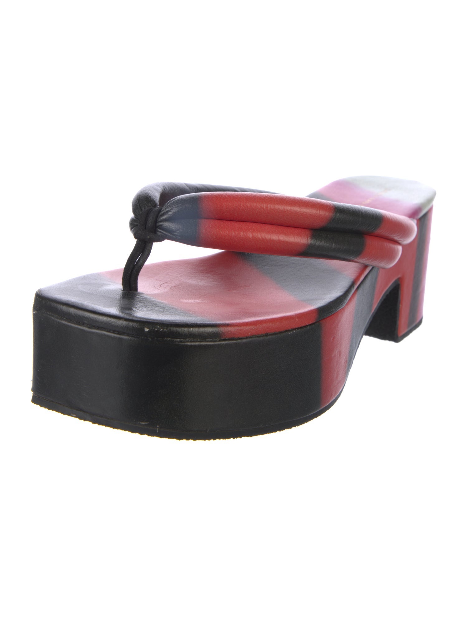 Dries Van Noten Leather Colorblock Pattern Slides