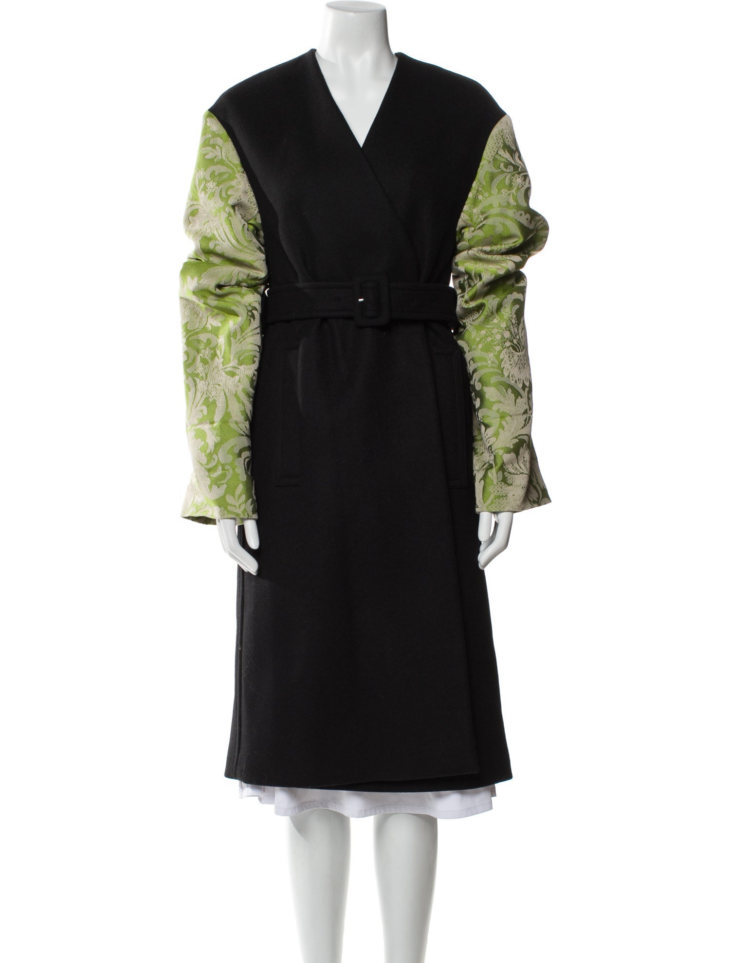 Dries Van Noten Wool Colorblock Pattern Coat