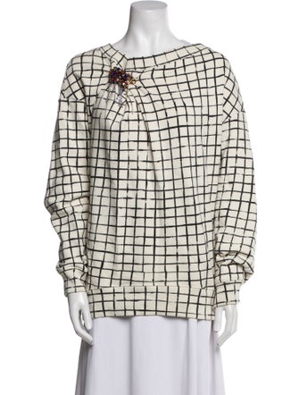 Dries Van Noten Plaid Print Scoop Neck Sweater