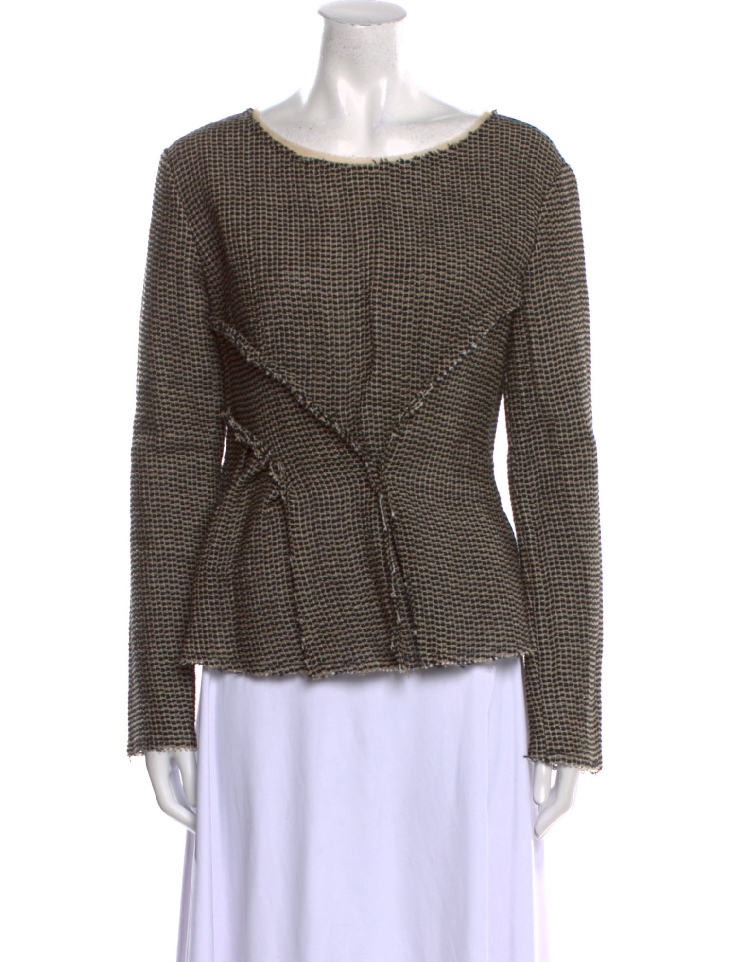 Dries Van Noten Wool Plaid Print Blouse