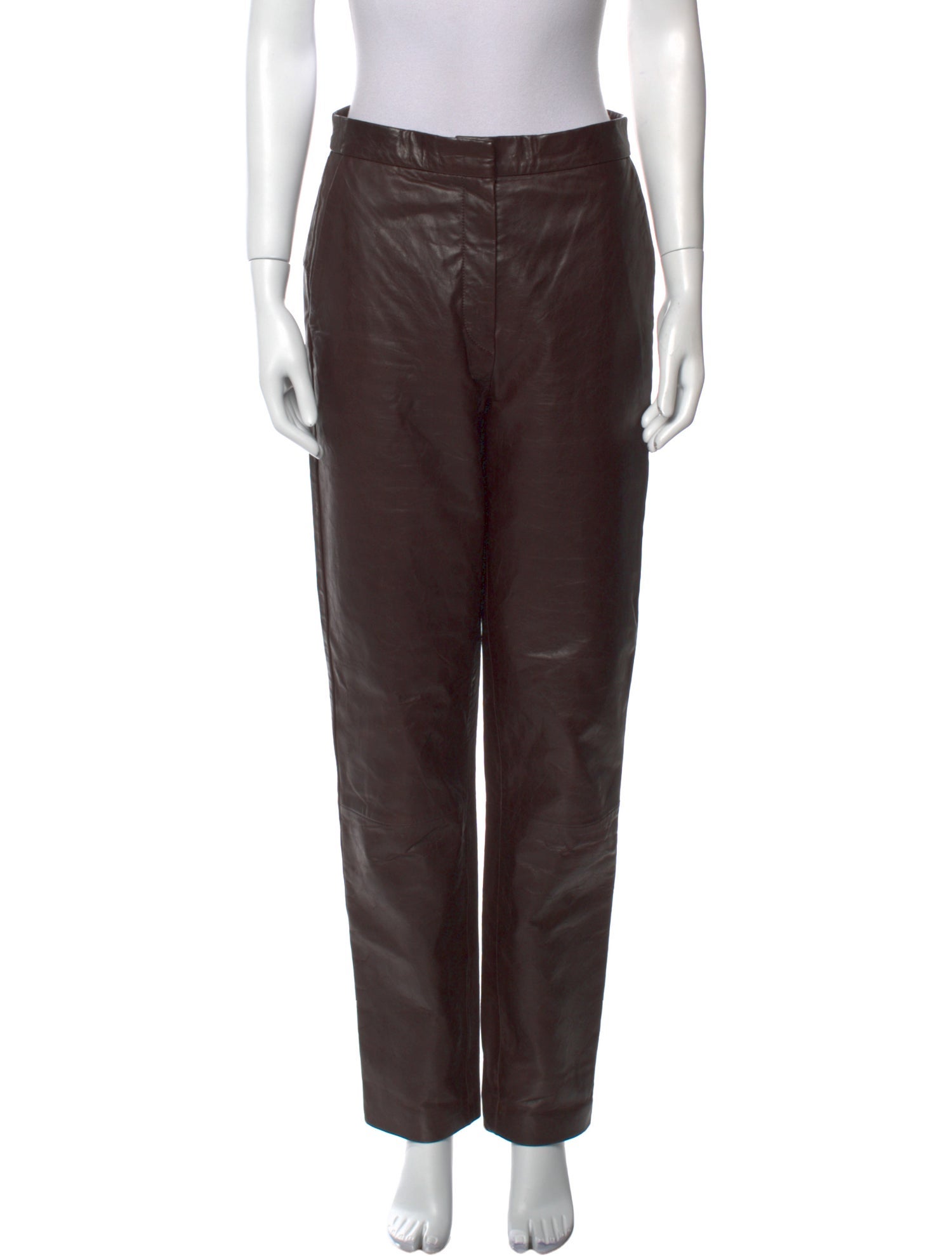 Dries Van Noten Leather Straight Leg Pants