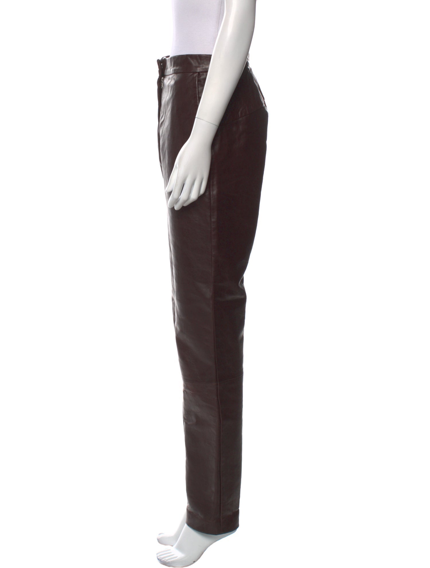 Dries Van Noten Leather Straight Leg Pants