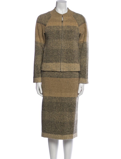 Dries Van Noten Wool Tweed Pattern Skirt Set