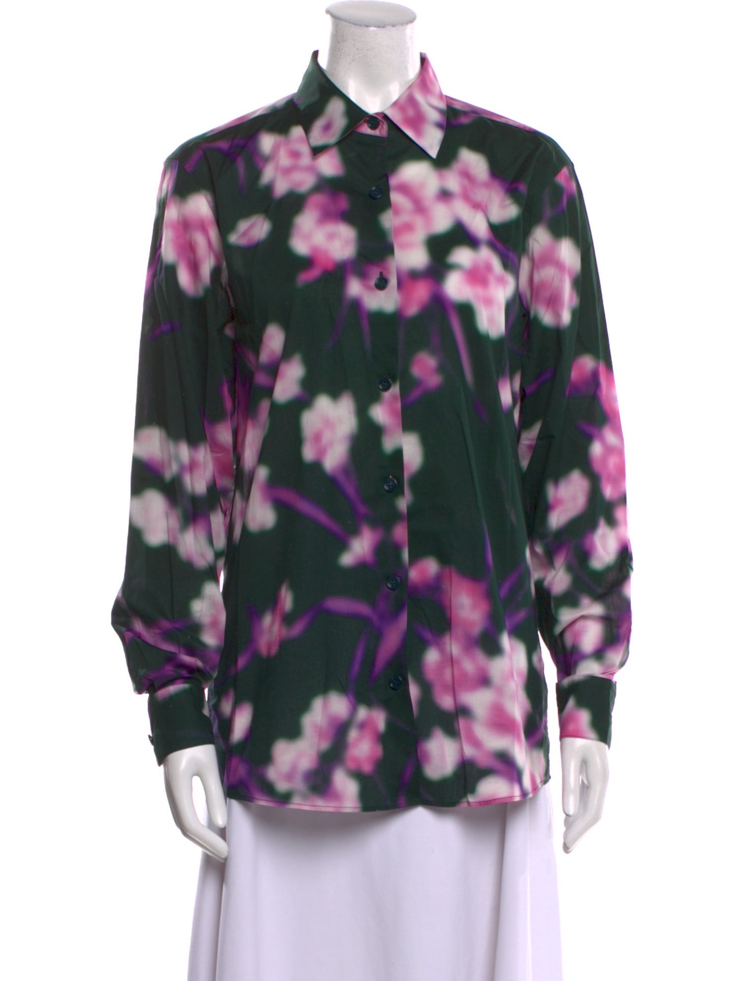 Dries Van Noten Floral Print Long Sleeve Button-Up Top