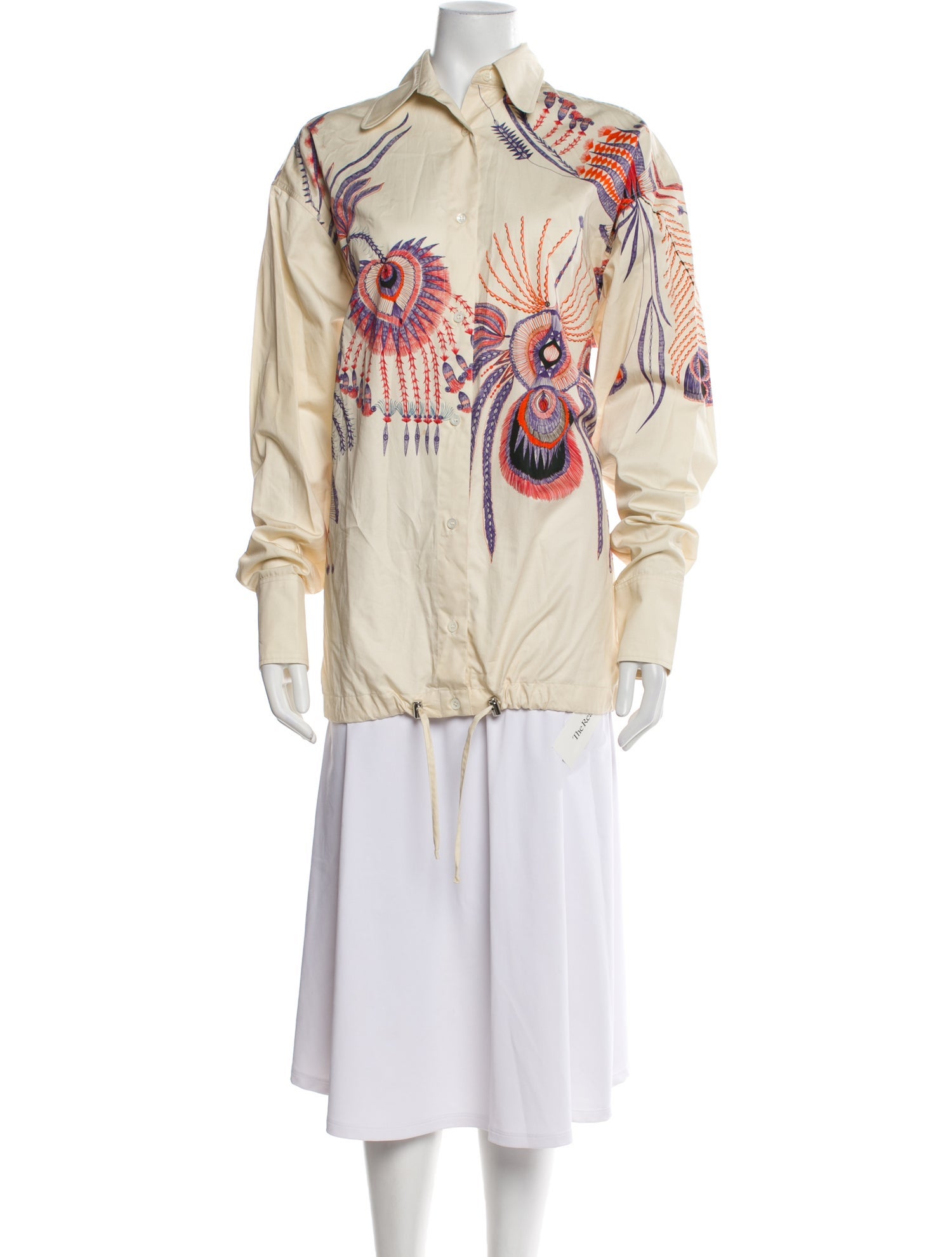 Dries Van Noten Printed Long Sleeve Button-Up Top