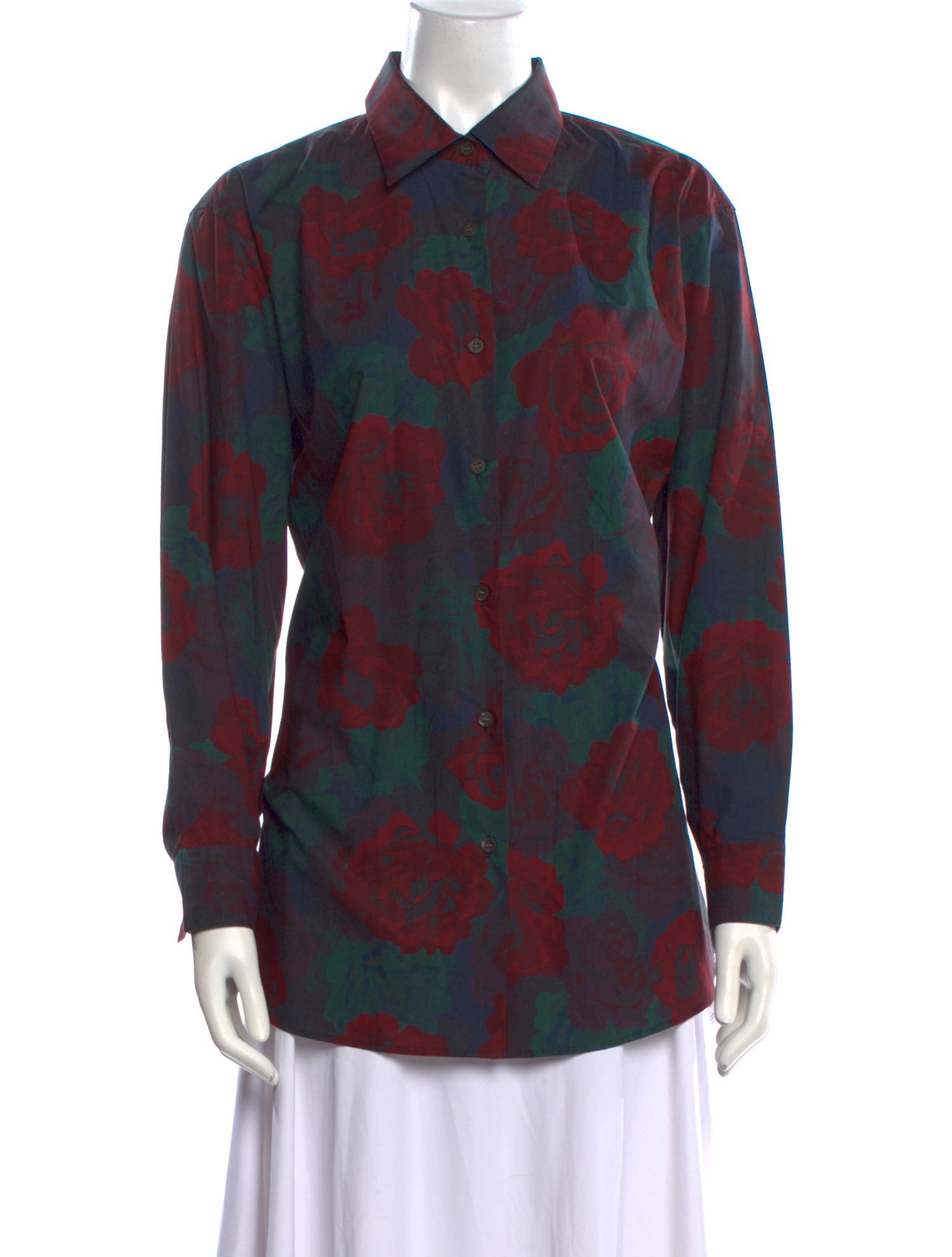 Dries Van Noten Printed Long Sleeve Button-Up Top