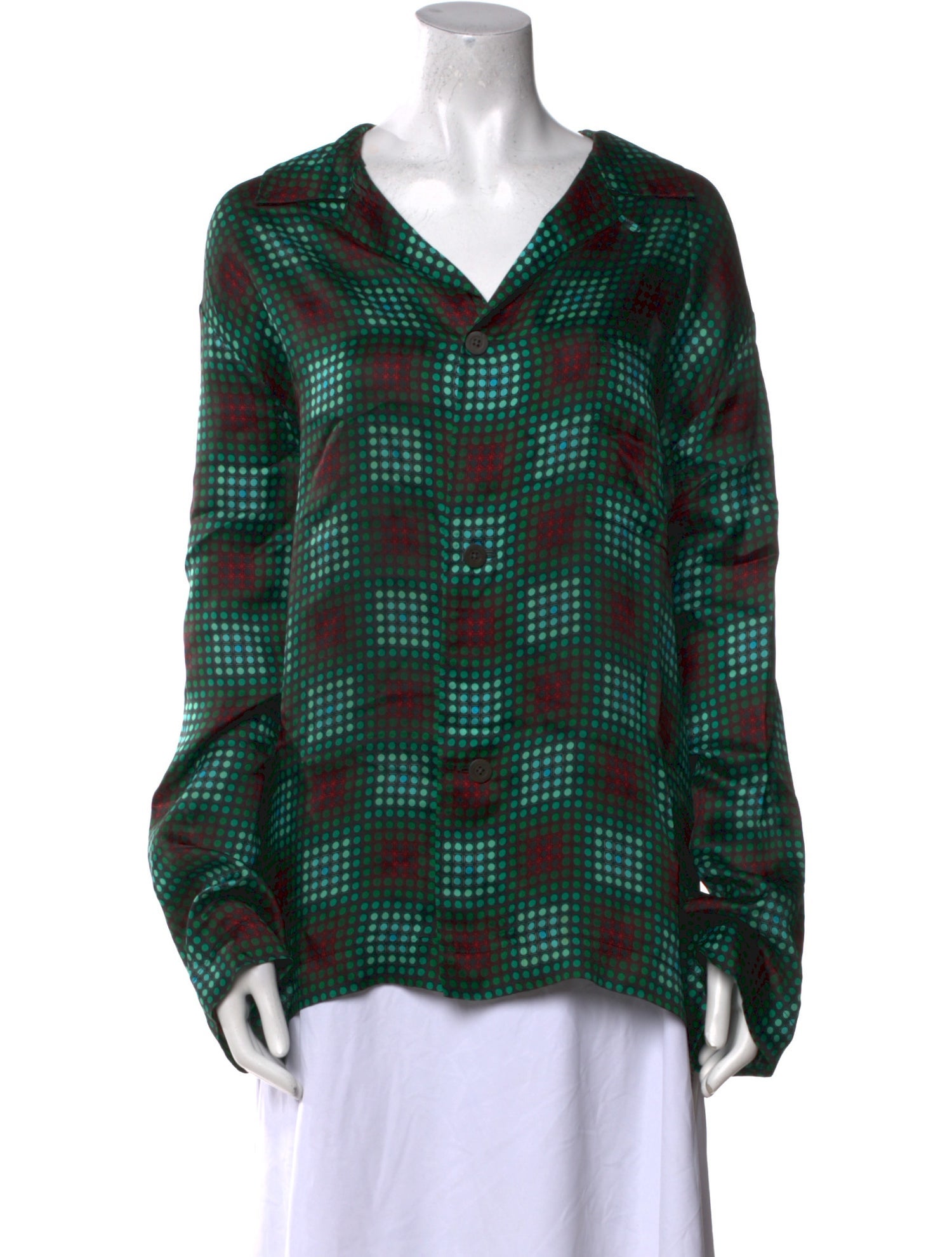 Dries Van Noten Plaid Print V-Neck Blouse