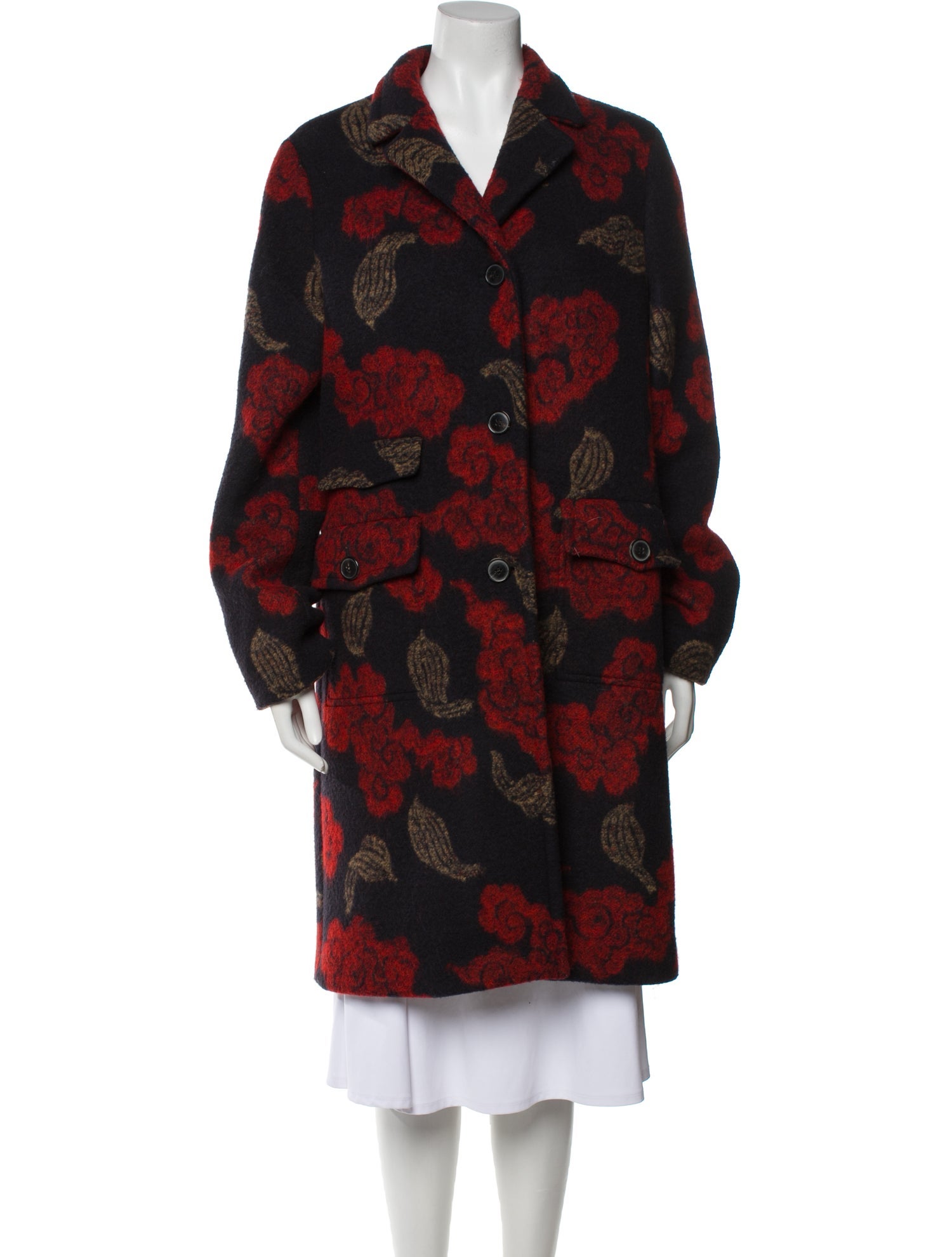 Dries Van Noten Wool Floral Print Coat