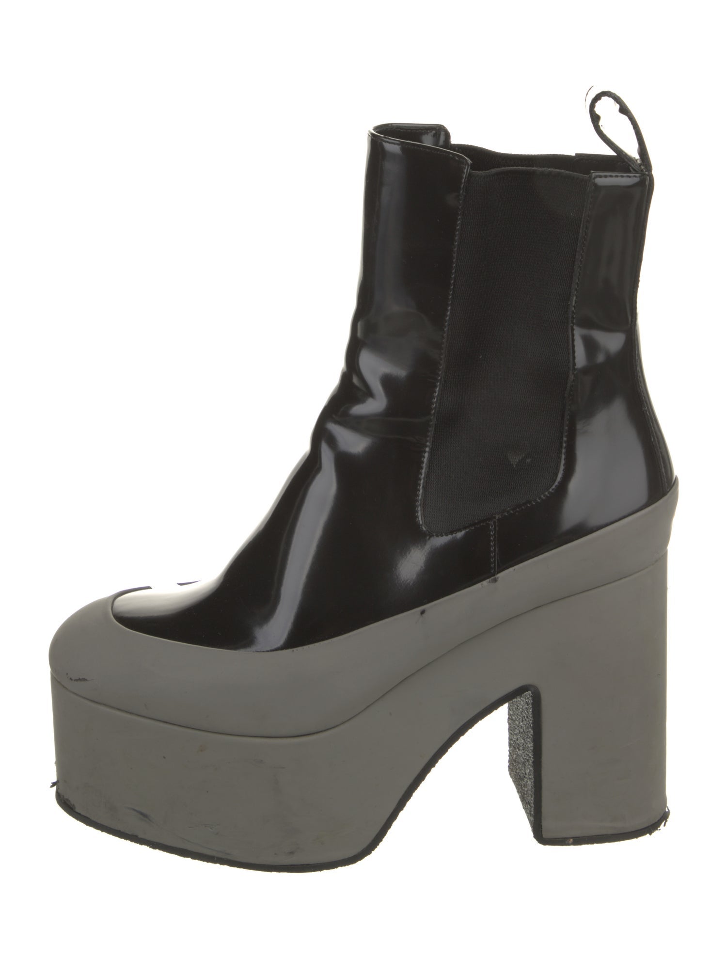 Dries Van Noten Patent Leather Grosgrain Trim Chelsea Boots