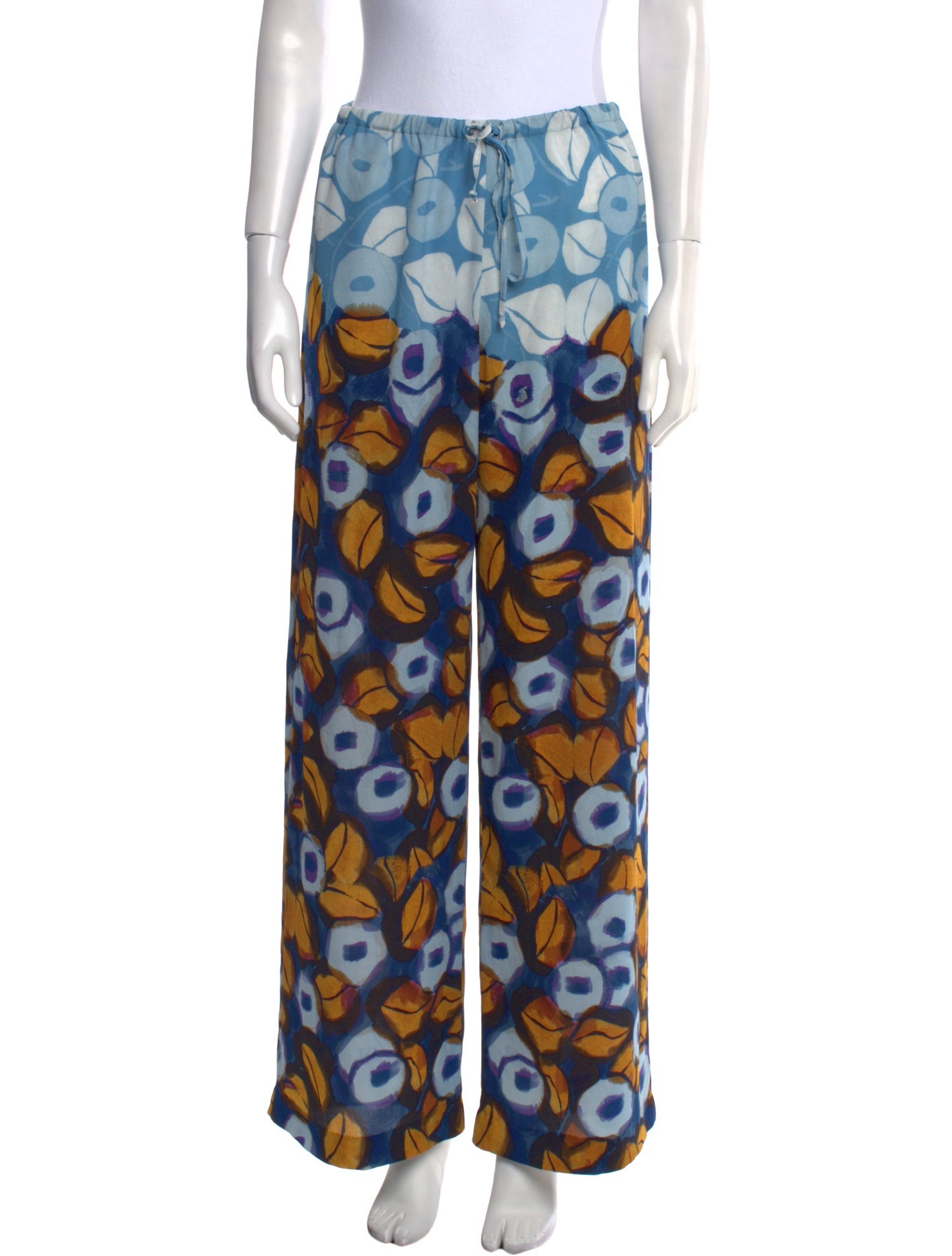 Dries Van Noten Floral Print Wide Leg Pants