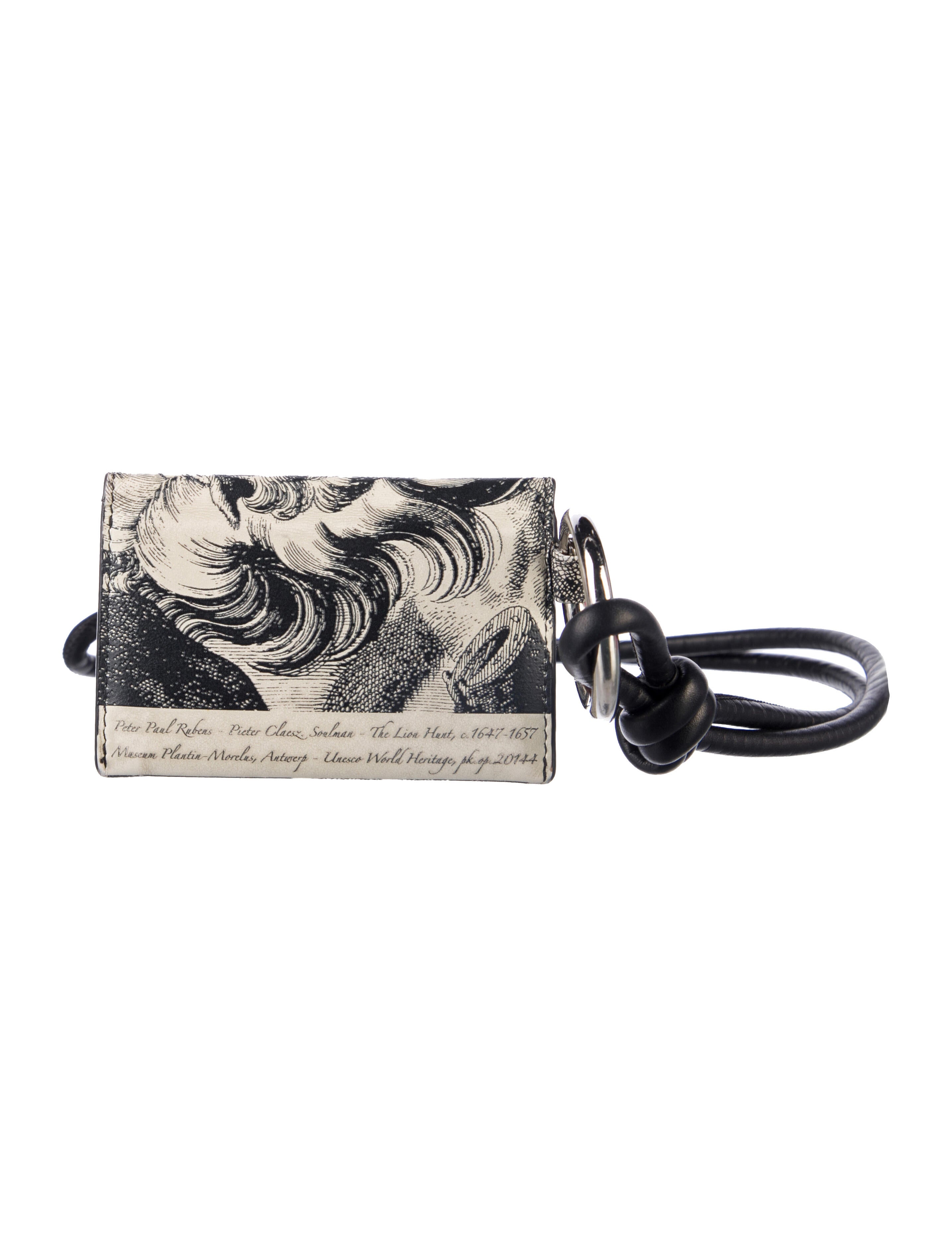 Dries Van Noten Leather Graphic Print Wristlet