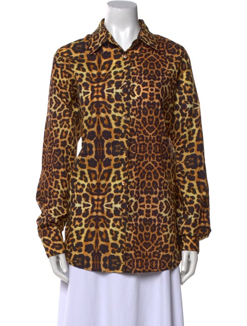 Dries Van Noten Animal Print Long Sleeve Button-Up Top