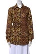 Dries Van Noten Animal Print Long Sleeve Button-Up Top