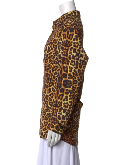 Dries Van Noten Animal Print Long Sleeve Button-Up Top