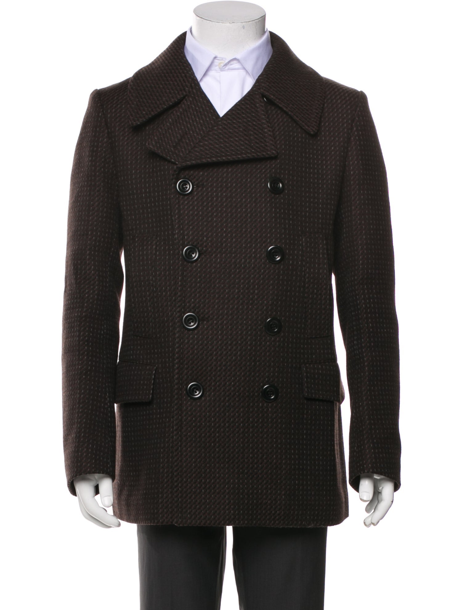 Dries Van Noten Wool Striped Peacoat