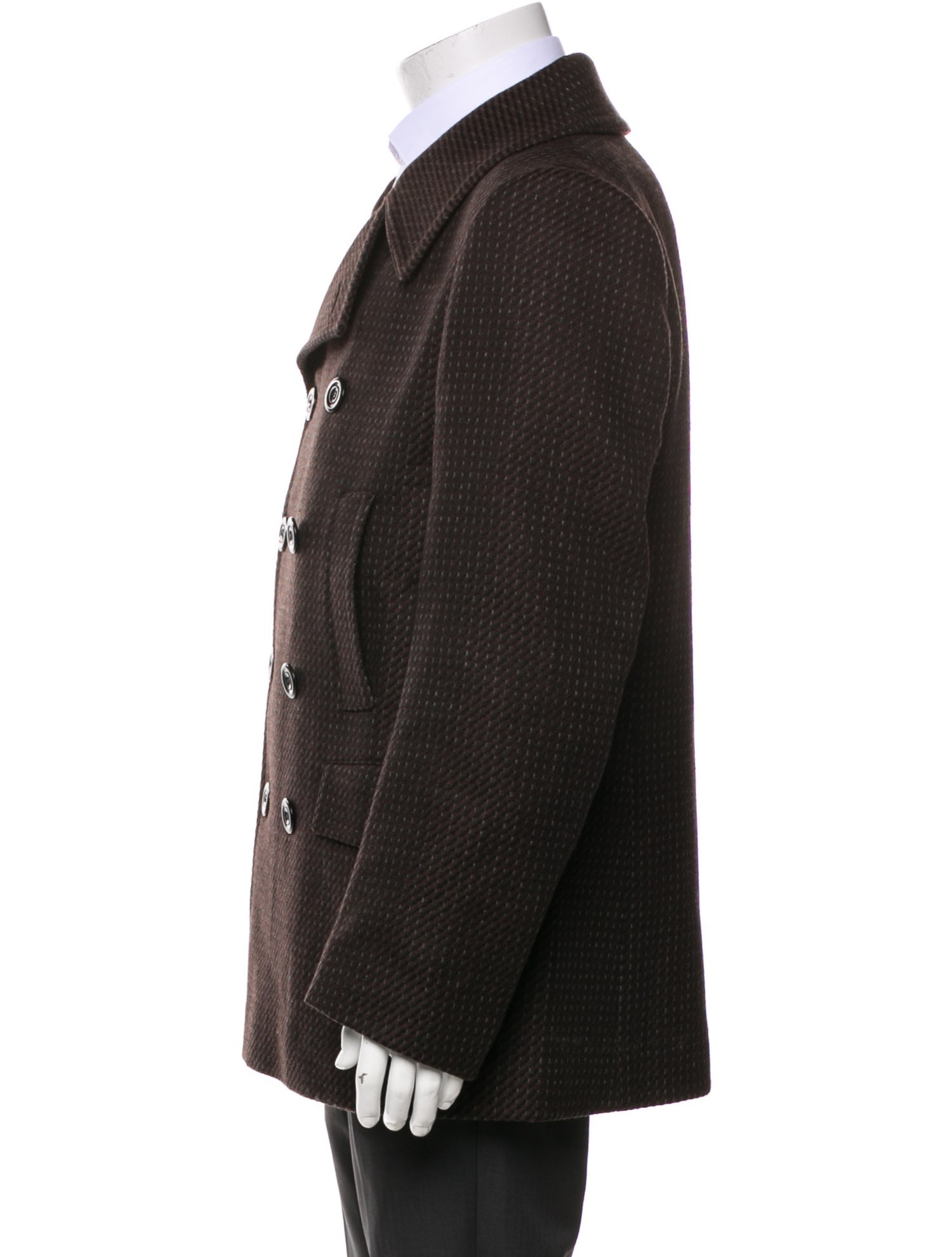 Dries Van Noten Wool Striped Peacoat