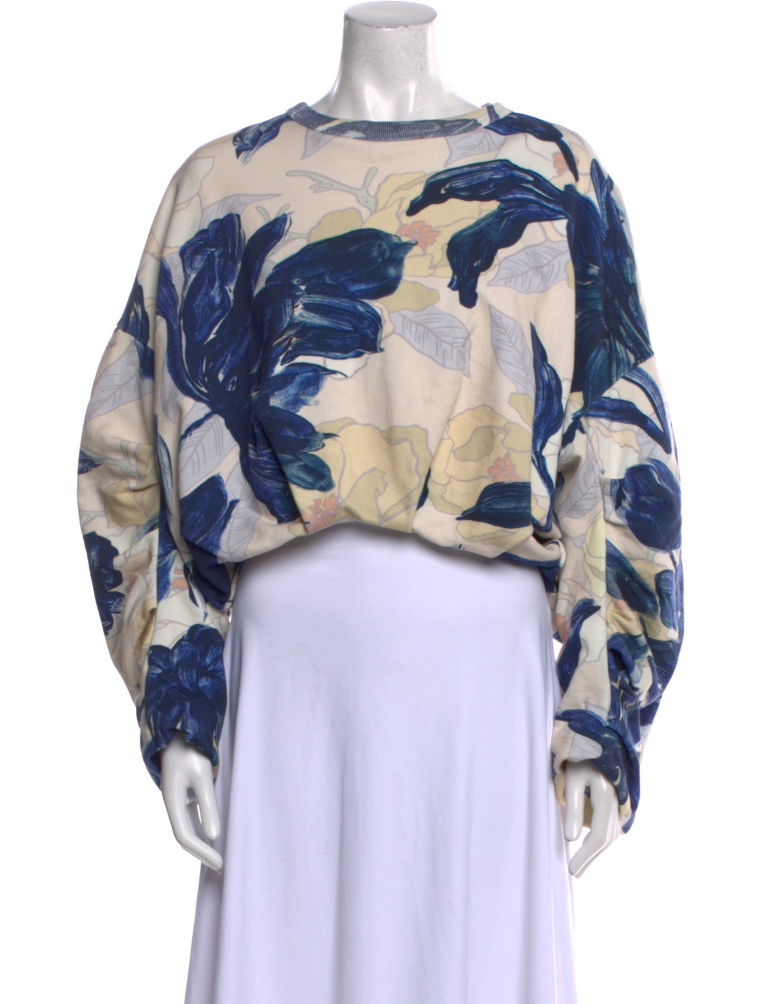 Dries Van Noten Floral Print Bateau Neckline Crop Top